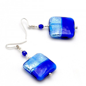 Boucles d'oreilles bleues verre de murano