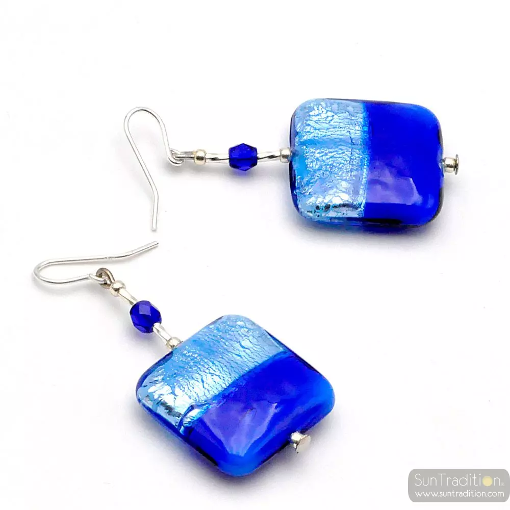 Burano blue earrings blue genuine murano glass of venice