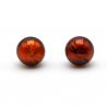 Stud oorbellen donker amber originele murano glas van venetië