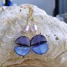 Boucles d'oreilles verre murano pendantes bleu
