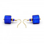 America azul cobalto - pendientes de cristal de murano real de venecia