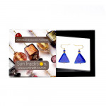 Boucles d'oreilles bleu cobalt triangle en veritable verre de murano de venise