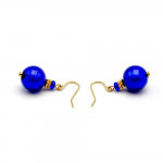 Ball azul cobalto - aretes azul cobalto joyería en auténtico cristal de murano de venecia