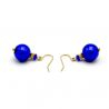 Bola azul cobalto - brincos azul jóias genuíno em vidro de murano em veneza