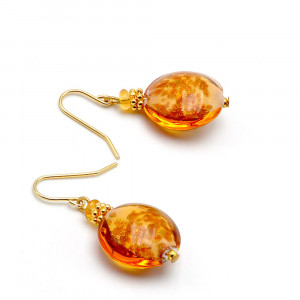 Pastiglia aurora ambar - aretes cristal ambar joyería genuina murano de venecia