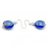 Pastiglia aurora navy blå - örhängen blå smycken i äkta murano glas från venedig