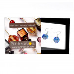 Pastiglia aurora navy blue - blue murano glass earrings jewelry in genuine murano glass from venice