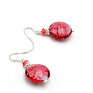 Pastiglia aurora rosa- pendientes rosa auténtico cristal de murano de venecia