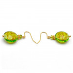 Pastiglia aurora green anise - lime green murano glass earrings jewel genuine murano glass of venice