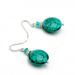 Pastiglia aurora verde esmeralda - aretes verde esmeralda cristal de murano de venecia