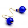 Ball cobalt blue - blue cobalt earrings jewelry in genuine murano glass from venice