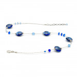 Pastiglia aurora blue navy - ketting marine blauw murano glas van venetië