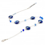 Pastiglia aurora blue navy - ketting marine blauw murano glas van venetië