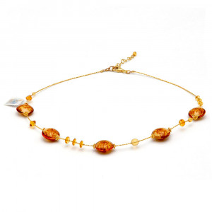 Pastiglia aurora amber - lasi kaulakoru keltainen murano venetian