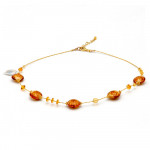 Pastiglia aurora amber - lasi kaulakoru keltainen murano venetian