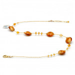 Pastiglia aurora amber - lasi kaulakoru keltainen murano venetian