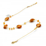 Pastiglia aurora amber - glass necklace murano amber venetian