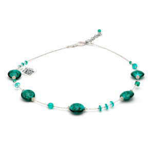 Pastiglia aurora verde esmeralda - collar de cristal de murano verde esmeralda de venecia