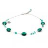 Pastiglia aurora verde esmeralda - collar de cristal de murano verde esmeralda de venecia