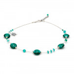 Pastiglia aurora verde esmeralda - collar de cristal de murano verde esmeralda de venecia