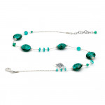 Pastiglia aurora green emerald - murano glass green emerald necklace of venice