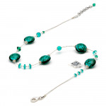 Pastiglia aurora verde esmeralda - collar de cristal de murano verde esmeralda de venecia