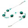 Pastiglia aurora green emerald - murano glass green emerald necklace of venice