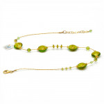 Pastiglia aurora verde anís - collar de cristal de murano verde de venecia