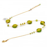 Pastiglia aurora green anise - murano glass green necklace of venice