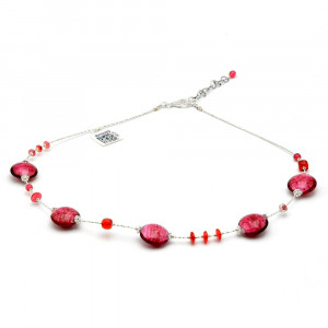 Pastiglia aurora rose - murano glass rose necklace from venice