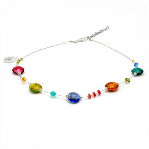 Pastiglia aurora multicolore - collier verre de murano multicolore de venise