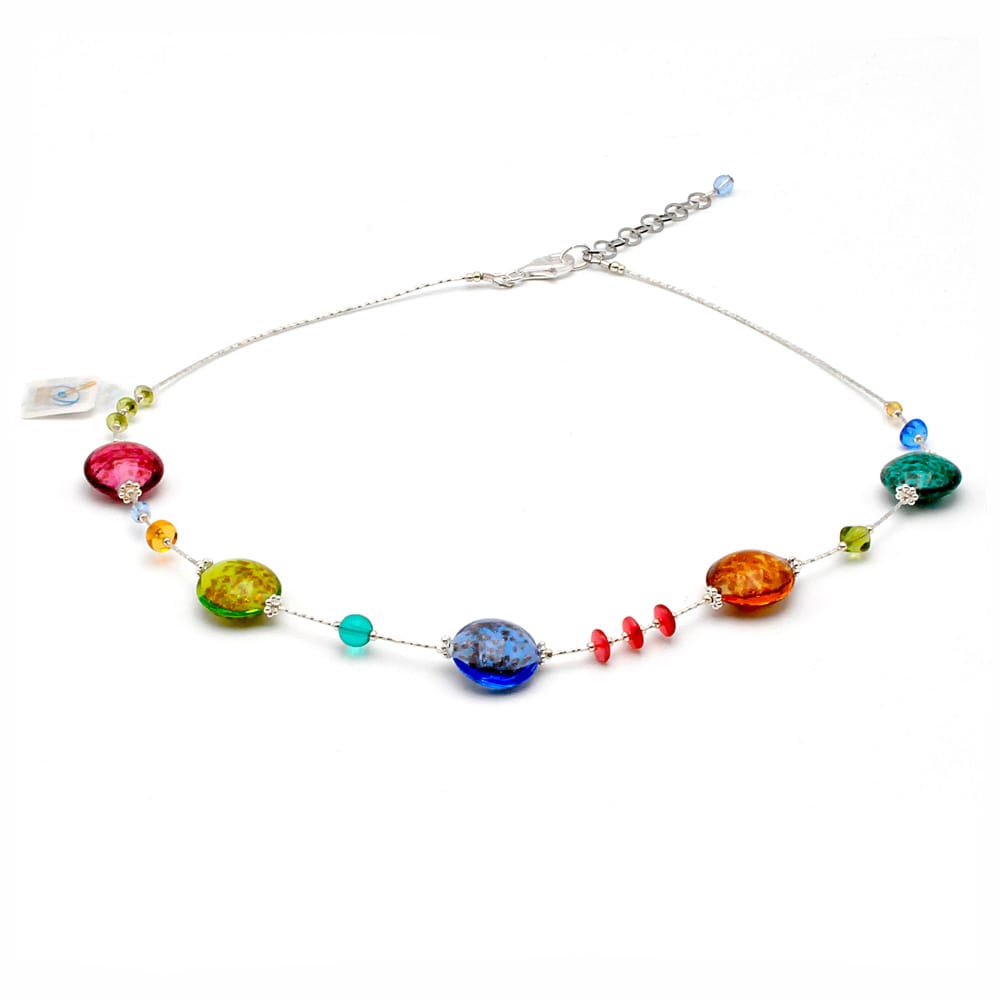 Pastiglia aurora multicoloured - multicolor murano glass necklace venice