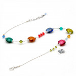 Pastiglia aurora multigekleurde - ketting van murano glas multi kleur venetië