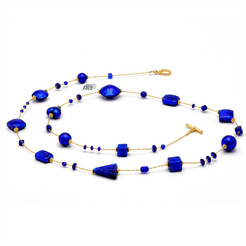 Andromeda bleu cobalt - sautoir collier bleu cobalt verre de murano de venise