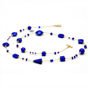 Andromeda blu cobalto - collana sautoir blu cobalto in vetro di murano di venezia