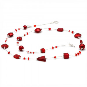 Andromeda vermelho -  colar choker vermelho de vidro de murano vermelho de veneza