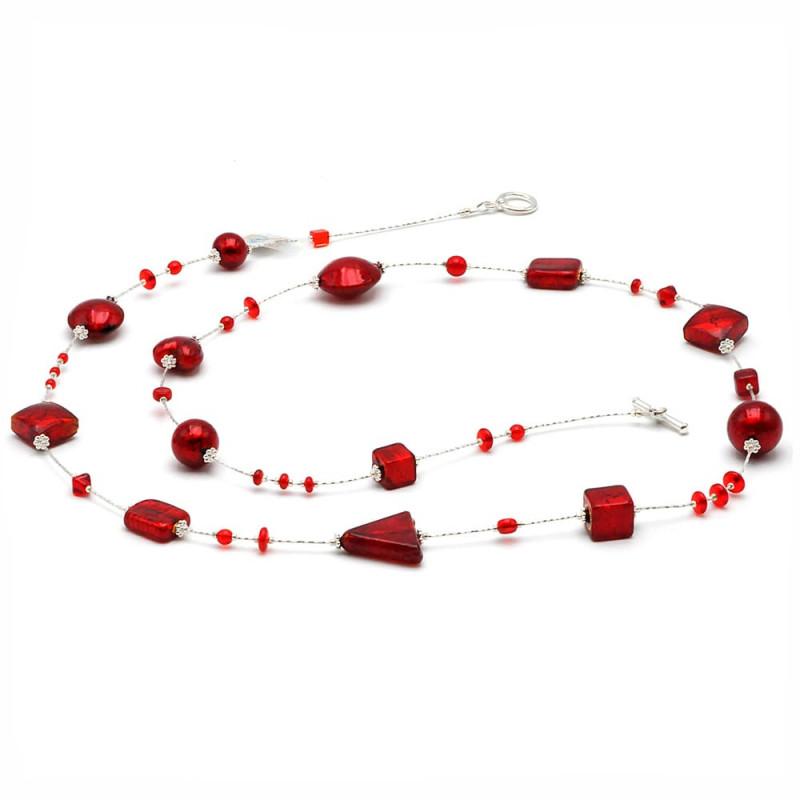 Andromeda vermelho - colar choker vermelho de vidro de murano vermelho de veneza