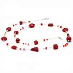 Andromeda vermelho -  colar choker vermelho de vidro de murano vermelho de veneza