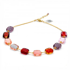 Schissa pastel ete - collier multicolore pastel en veritable verre de murano