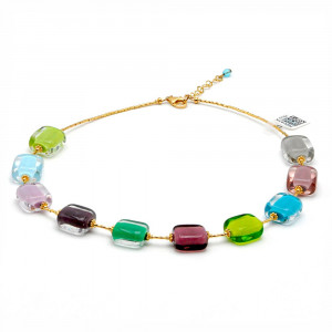 Schissa pastel primavera - collar multicolor pastel claro en real de cristal de murano