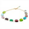 Schissa pastell våren - halsband flerfärgad ljus pastell i verkliga murano glas