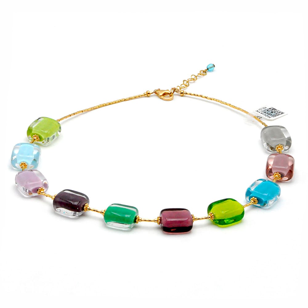 Schissa pastel spring - multicolor light pastel necklace in real murano glass