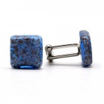 Cufflinks blue avventurine in genuine murano glass from venice