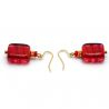 Dark red murano glass earrings genuine venice glass