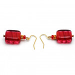 Dark red murano glass earrings genuine venice glass