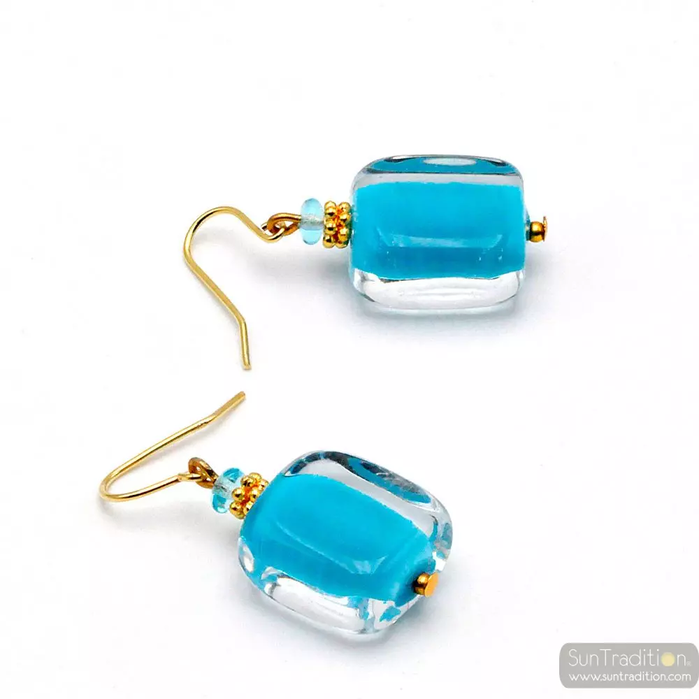 Schissa pastel blue - blue murano glass earrings genuine venice glass