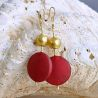 Red murano glass pendant earrings