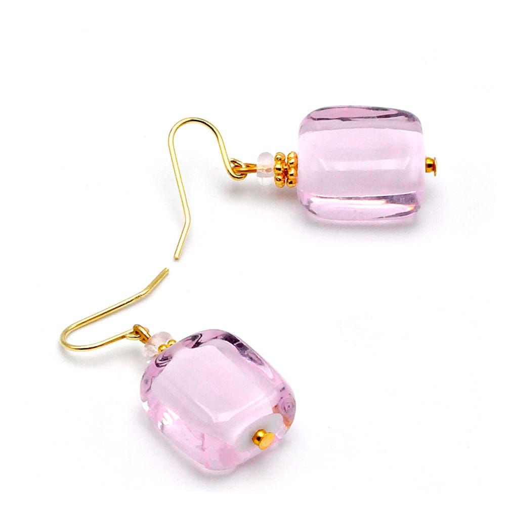 Schissa pastel pink - rose murano glass earrings jewellery genuine venice glass