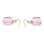 Boucles d'oreilles rose rectanglebijou en veritable verre de murano