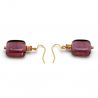 Amethyst murano glass earrings genuine venice glass